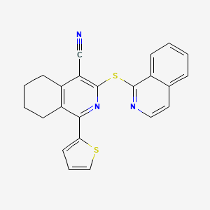 molecular formula C23H17N3S2 B12264402 3-(Isoquinolin-1-ylsulfanyl)-1-(thiophen-2-yl)-5,6,7,8-tetrahydroisoquinoline-4-carbonitrile 