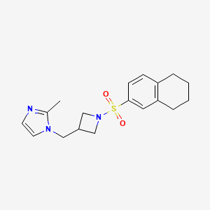 molecular formula C18H23N3O2S B12264418 2-methyl-1-{[1-(5,6,7,8-tetrahydronaphthalene-2-sulfonyl)azetidin-3-yl]methyl}-1H-imidazole 