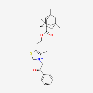 molecular formula C28H36NO3S+ B1226444 3,5,7-Trimethyl-1-adamantanecarboxylic acid 2-(4-methyl-3-phenacyl-5-thiazol-3-iumyl)ethyl ester 