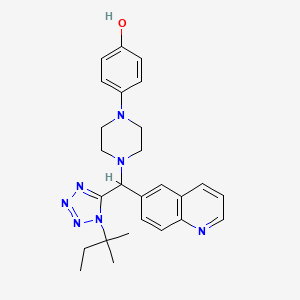 molecular formula C26H31N7O B1226446 4-[4-[[1-(2-Methylbutan-2-yl)-5-tetrazolyl]-(6-quinolinyl)methyl]-1-piperazinyl]phenol 
