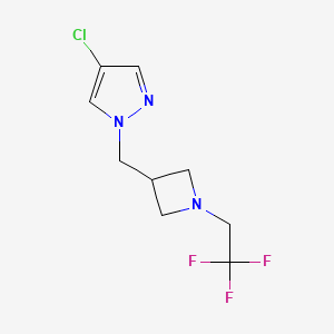 molecular formula C9H11ClF3N3 B12264468 4-chloro-1-{[1-(2,2,2-trifluoroethyl)azetidin-3-yl]methyl}-1H-pyrazole 