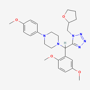 molecular formula C26H34N6O4 B1226447 1-[(2,5-Dimethoxyphenyl)-[1-(2-oxolanylmethyl)-5-tetrazolyl]methyl]-4-(4-methoxyphenyl)piperazine 