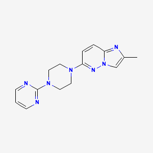 molecular formula C15H17N7 B12264479 2-(4-{2-Methylimidazo[1,2-b]pyridazin-6-yl}piperazin-1-yl)pyrimidine 