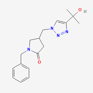 molecular formula C17H22N4O2 B12264485 1-benzyl-4-{[4-(2-hydroxypropan-2-yl)-1H-1,2,3-triazol-1-yl]methyl}pyrrolidin-2-one 