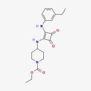 molecular formula C20H25N3O4 B1226452 4-[[2-(3-Ethylanilino)-3,4-dioxo-1-cyclobutenyl]amino]-1-piperidinecarboxylic acid ethyl ester 