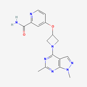 molecular formula C16H17N7O2 B12264533 4-[(1-{1,6-dimethyl-1H-pyrazolo[3,4-d]pyrimidin-4-yl}azetidin-3-yl)oxy]pyridine-2-carboxamide 