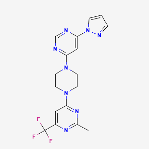 2-methyl-4-{4-[6-(1H-pyrazol-1-yl)pyrimidin-4-yl]piperazin-1-yl}-6-(trifluoromethyl)pyrimidine