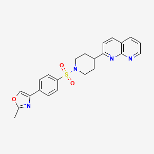 molecular formula C23H22N4O3S B12264583 2-{1-[4-(2-Methyl-1,3-oxazol-4-yl)benzenesulfonyl]piperidin-4-yl}-1,8-naphthyridine 