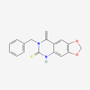 molecular formula C17H14N2O2S B1226462 8-methylene-7-(phenylmethyl)-5H-[1,3]dioxolo[4,5-g]quinazoline-6-thione 