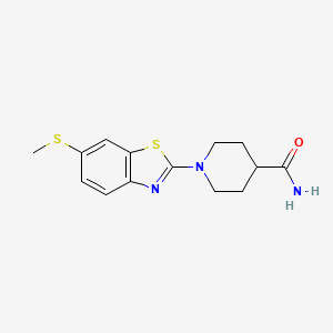 molecular formula C14H17N3OS2 B12264626 1-[6-(Methylsulfanyl)-1,3-benzothiazol-2-yl]piperidine-4-carboxamide 