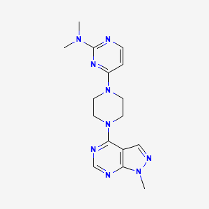 molecular formula C16H21N9 B12264657 N,N-dimethyl-4-(4-{1-methyl-1H-pyrazolo[3,4-d]pyrimidin-4-yl}piperazin-1-yl)pyrimidin-2-amine 