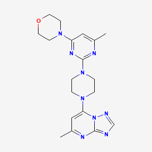 molecular formula C19H25N9O B12264675 4-[6-Methyl-2-(4-{5-methyl-[1,2,4]triazolo[1,5-a]pyrimidin-7-yl}piperazin-1-yl)pyrimidin-4-yl]morpholine 