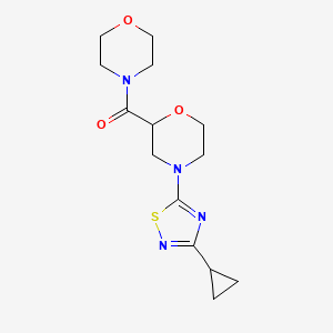 molecular formula C14H20N4O3S B12264681 4-(3-Cyclopropyl-1,2,4-thiadiazol-5-yl)-2-(morpholine-4-carbonyl)morpholine 