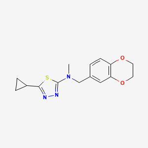 molecular formula C15H17N3O2S B12264737 5-cyclopropyl-N-[(2,3-dihydro-1,4-benzodioxin-6-yl)methyl]-N-methyl-1,3,4-thiadiazol-2-amine 