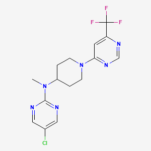 molecular formula C15H16ClF3N6 B12264797 5-chloro-N-methyl-N-{1-[6-(trifluoromethyl)pyrimidin-4-yl]piperidin-4-yl}pyrimidin-2-amine 