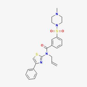 molecular formula C24H26N4O3S2 B1226484 3-[(4-methyl-1-piperazinyl)sulfonyl]-N-(4-phenyl-2-thiazolyl)-N-prop-2-enylbenzamide 