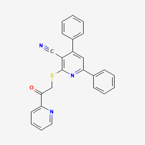 molecular formula C25H17N3OS B12264853 2-{[2-Oxo-2-(pyridin-2-YL)ethyl]sulfanyl}-4,6-diphenylpyridine-3-carbonitrile 