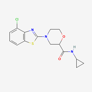 molecular formula C15H16ClN3O2S B12264878 4-(4-chloro-1,3-benzothiazol-2-yl)-N-cyclopropylmorpholine-2-carboxamide 