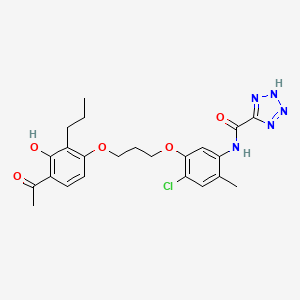 molecular formula C23H26ClN5O5 B1226496 N-[5-[3-(4-acetyl-3-hydroxy-2-propylphenoxy)propoxy]-4-chloro-2-methylphenyl]-2H-tetrazole-5-carboxamide 