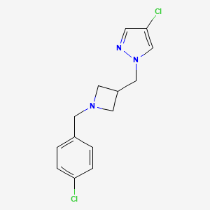 molecular formula C14H15Cl2N3 B12264966 4-chloro-1-({1-[(4-chlorophenyl)methyl]azetidin-3-yl}methyl)-1H-pyrazole 