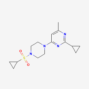 molecular formula C15H22N4O2S B12265004 4-[4-(Cyclopropanesulfonyl)piperazin-1-yl]-2-cyclopropyl-6-methylpyrimidine 