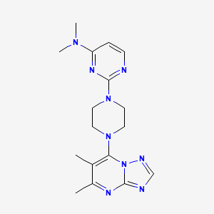 molecular formula C17H23N9 B12265033 2-(4-{5,6-dimethyl-[1,2,4]triazolo[1,5-a]pyrimidin-7-yl}piperazin-1-yl)-N,N-dimethylpyrimidin-4-amine 