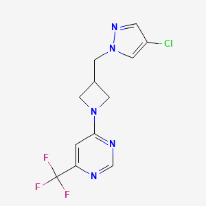 molecular formula C12H11ClF3N5 B12265060 4-{3-[(4-chloro-1H-pyrazol-1-yl)methyl]azetidin-1-yl}-6-(trifluoromethyl)pyrimidine 