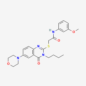 molecular formula C25H30N4O4S B1226508 2-[[3-butyl-6-(4-morpholinyl)-4-oxo-2-quinazolinyl]thio]-N-(3-methoxyphenyl)acetamide 