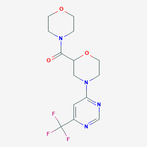 molecular formula C14H17F3N4O3 B12265121 2-(Morpholine-4-carbonyl)-4-[6-(trifluoromethyl)pyrimidin-4-yl]morpholine 