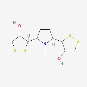 molecular formula C11H19NO2S4 B1226513 3-[5-(4-Hydroxydithiolan-3-yl)-1-methylpyrrolidin-2-yl]dithiolan-4-ol CAS No. 11010-54-1