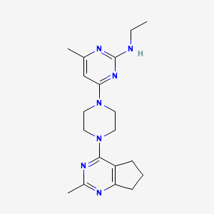 molecular formula C19H27N7 B12265165 N-ethyl-4-methyl-6-(4-{2-methyl-5H,6H,7H-cyclopenta[d]pyrimidin-4-yl}piperazin-1-yl)pyrimidin-2-amine 