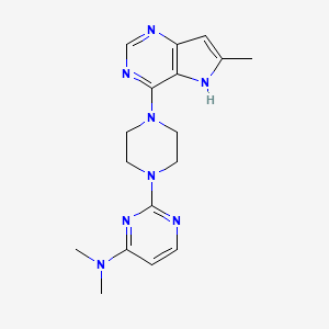 molecular formula C17H22N8 B12265175 N,N-dimethyl-2-(4-{6-methyl-5H-pyrrolo[3,2-d]pyrimidin-4-yl}piperazin-1-yl)pyrimidin-4-amine 