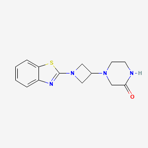 molecular formula C14H16N4OS B12265183 4-[1-(1,3-Benzothiazol-2-yl)azetidin-3-yl]piperazin-2-one 