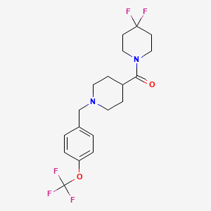 molecular formula C19H23F5N2O2 B12265209 4,4-Difluoro-1-(1-{[4-(trifluoromethoxy)phenyl]methyl}piperidine-4-carbonyl)piperidine 