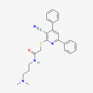 2-[(3-cyano-4,6-diphenylpyridin-2-yl)sulfanyl]-N-[3-(dimethylamino)propyl]acetamide