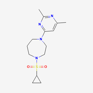 molecular formula C14H22N4O2S B12265239 1-(Cyclopropanesulfonyl)-4-(2,6-dimethylpyrimidin-4-yl)-1,4-diazepane 