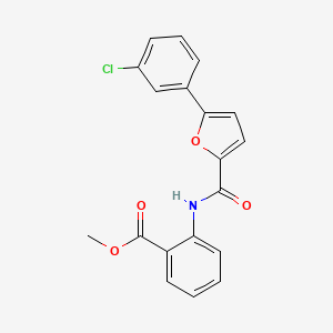 molecular formula C19H14ClNO4 B1226524 2-[[[5-(3-Chlorophenyl)-2-furanyl]-oxomethyl]amino]benzoic acid methyl ester 