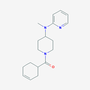 molecular formula C18H25N3O B12265241 N-[1-(cyclohex-3-ene-1-carbonyl)piperidin-4-yl]-N-methylpyridin-2-amine 