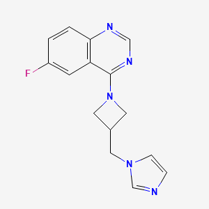 molecular formula C15H14FN5 B12265256 6-fluoro-4-{3-[(1H-imidazol-1-yl)methyl]azetidin-1-yl}quinazoline 