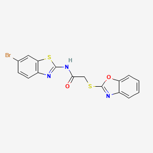 molecular formula C16H10BrN3O2S2 B1226528 2-(1,3-benzoxazol-2-ylthio)-N-(6-bromo-1,3-benzothiazol-2-yl)acetamide 