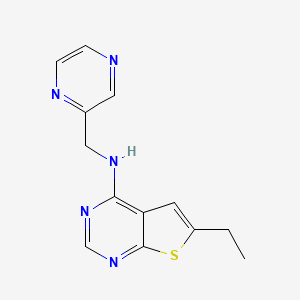 molecular formula C13H13N5S B12265288 6-ethyl-N-[(pyrazin-2-yl)methyl]thieno[2,3-d]pyrimidin-4-amine 