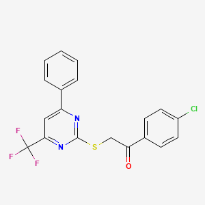 1-(4-Chlorophenyl)-2-{[4-phenyl-6-(trifluoromethyl)pyrimidin-2-yl]sulfanyl}ethanone