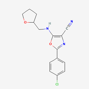 molecular formula C15H14ClN3O2 B1226533 2-(4-Chlorophenyl)-5-(2-oxolanylmethylamino)-4-oxazolecarbonitrile 