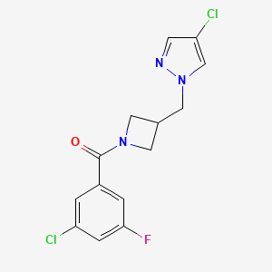 4-chloro-1-{[1-(3-chloro-5-fluorobenzoyl)azetidin-3-yl]methyl}-1H-pyrazole