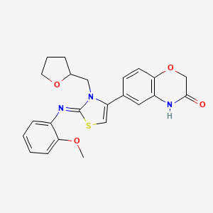 molecular formula C23H23N3O4S B1226537 6-[2-(2-methoxyphenyl)imino-3-(2-oxolanylmethyl)-4-thiazolyl]-4H-1,4-benzoxazin-3-one 