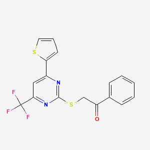 1-Phenyl-2-{[4-(thiophen-2-yl)-6-(trifluoromethyl)pyrimidin-2-yl]sulfanyl}ethanone