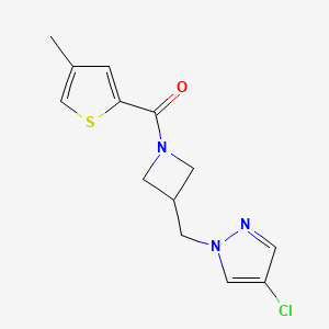 molecular formula C13H14ClN3OS B12265419 4-chloro-1-{[1-(4-methylthiophene-2-carbonyl)azetidin-3-yl]methyl}-1H-pyrazole 