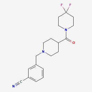 molecular formula C19H23F2N3O B12265456 3-{[4-(4,4-Difluoropiperidine-1-carbonyl)piperidin-1-yl]methyl}benzonitrile 