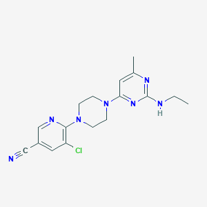 molecular formula C17H20ClN7 B12265458 5-Chloro-6-{4-[2-(ethylamino)-6-methylpyrimidin-4-yl]piperazin-1-yl}pyridine-3-carbonitrile 