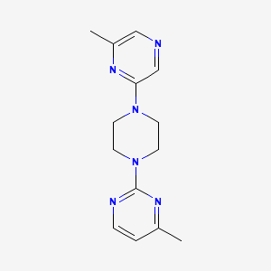 molecular formula C14H18N6 B12265474 4-Methyl-2-[4-(6-methylpyrazin-2-yl)piperazin-1-yl]pyrimidine 